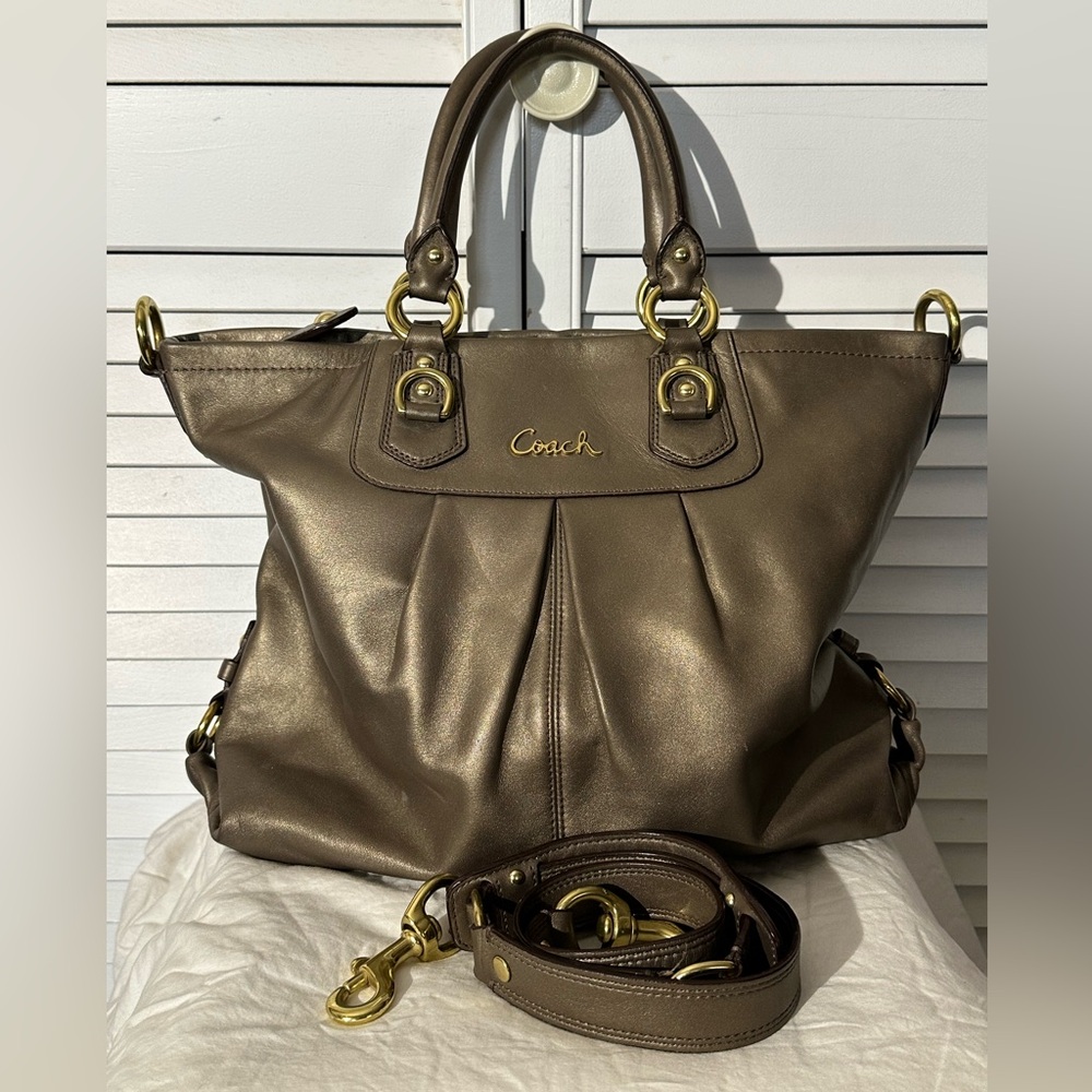 Coach "Ashley" Large Satchel Metallic Bronze